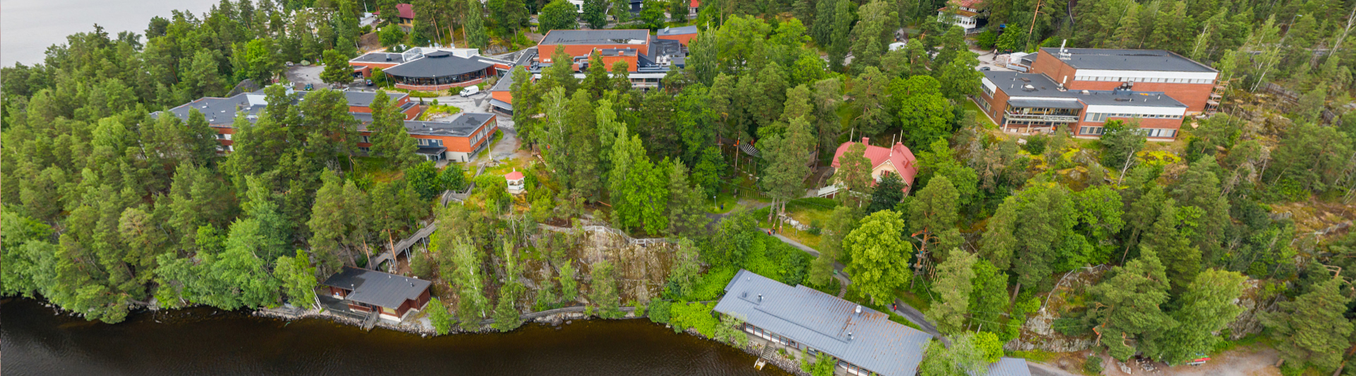 Aerial view of Varala beside Lake Pyhäjärvi in Tampere, Finland